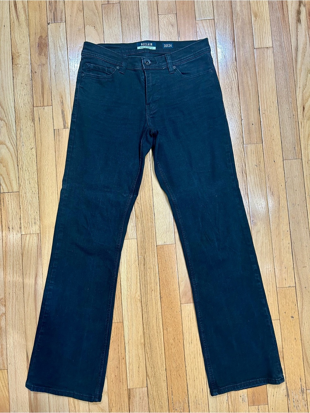 Reclaim Regular Bootcut Black Jeans 30x34 (32.5) Eco Friendly Stretch Denim